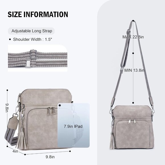 Functional Vegan Leather Shoulder Handbag with Magnetic Closure and Card Slots - Picture 4 of 7